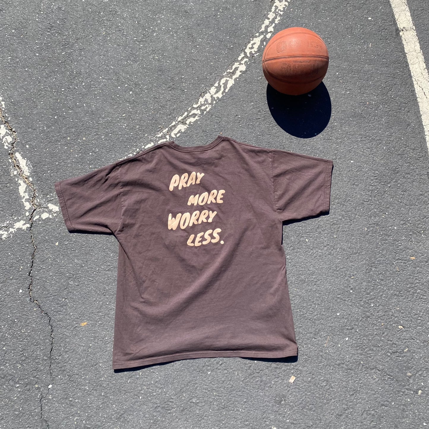 Pray More Worry Less Tee - Brown